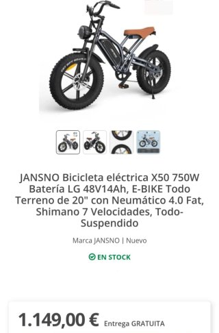 BICICLETA ELÉCTRICA JANSNO