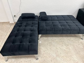Sofá Cama Chaise Longue Negro Terciopelo Nuevo!!