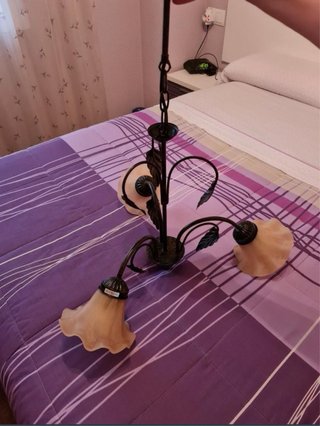Lámpara de techo hierro forjado y cristal