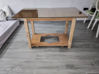 Mesa camilla completa con falda gris