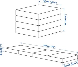 Colchón plegable IKEA Släkt gris sin usar 193x62