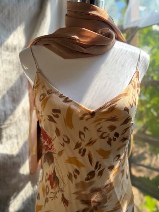Abito lungo cerimonia seta beige/marrone