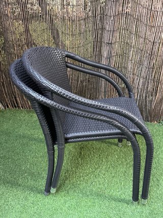 Conjunto Muebles Exterior Ratán Negro y Beige