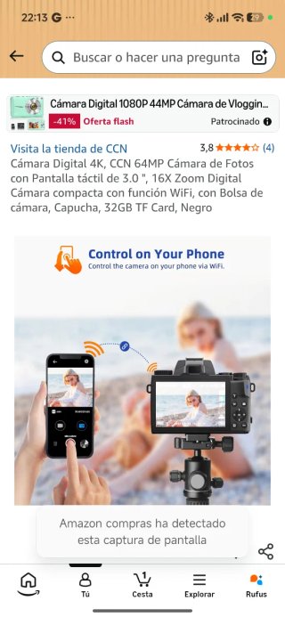 Cámara Fotos-Video Negra Digital 4K, CCN 64M