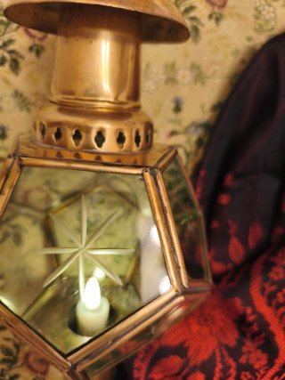 Farol Antiguo Latón y Cristal