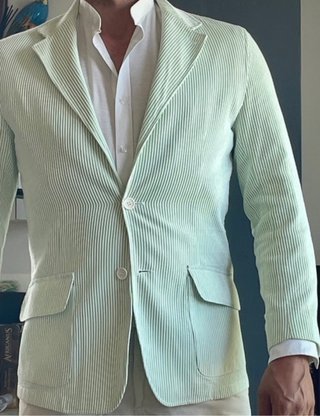 Blazer Leyva Talla L Rayas Verdes y Blancas