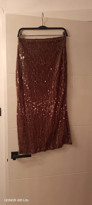 Falda lentejuelas marrón talla S