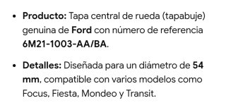 Embellecedor Tapacubos Ford