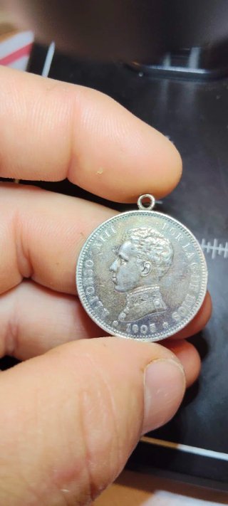 2 Pesetas Alfonso XIII 1905 con enganche