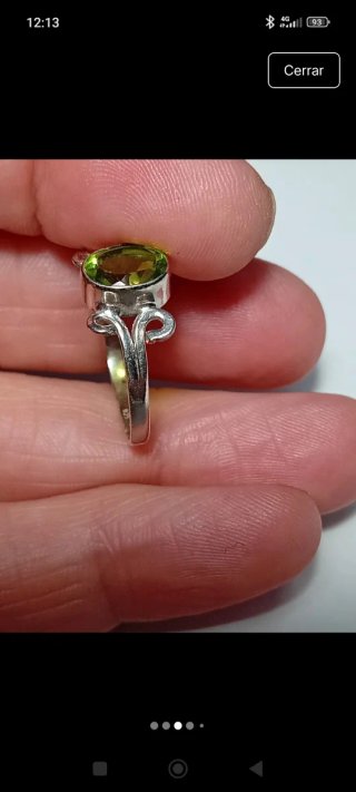 Anillo Plata Ley Piedra peridoto