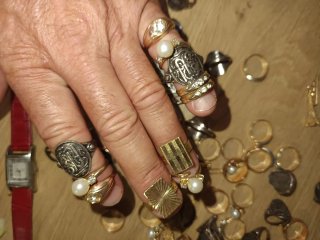 Anillos vintage león caballo perlas etc