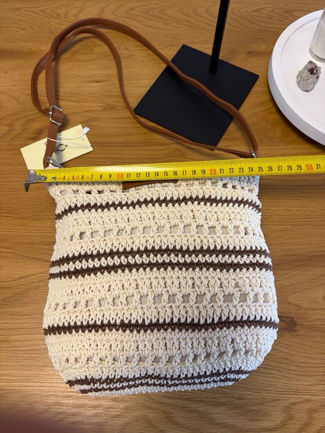 Bolso Bandolera Crochet Boho Vera Beige/Marrón