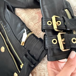 Chaqueta Cuero Balmain x H&M Negra