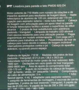 Lixadora Parkside paredes tetos - Nova