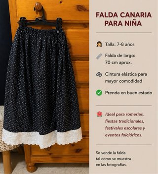 Falda Canaria Niña 7-8 años