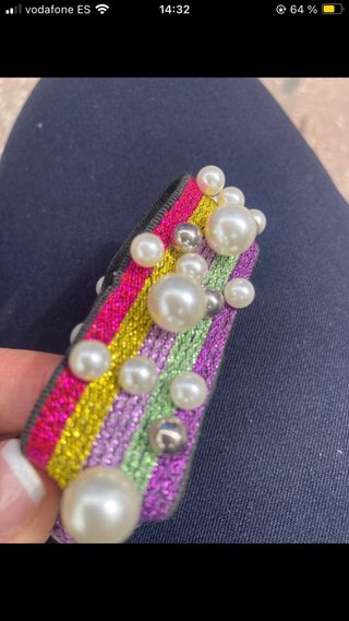 Pulsera elástica perlas multicolor