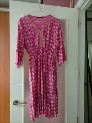 Vestido rosa estampado talla única sin estrenar