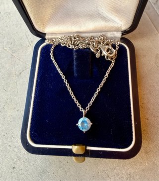 Collana punto luce argento 925 azzurro