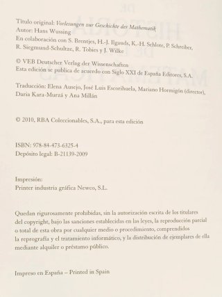 Libro Historia de las Matemáticas Wussing