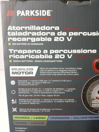 Taladro Percutor Parkside 20V con Batería Smart