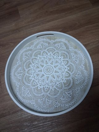 Bandeja redonda madera mandala 46cm