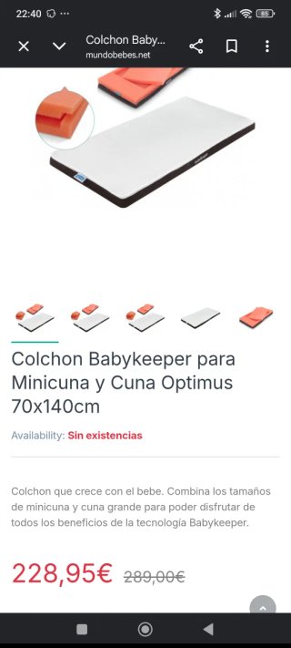 Colchón Babykeeper para Minicuna y Cuna 70x140cm