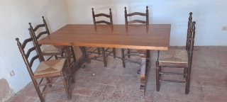 Mesa de roble macizo mas sillas