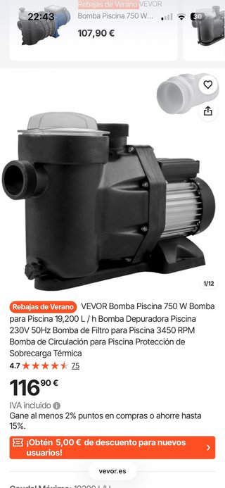 Bomba depuradora VEVOR 750W Piscina