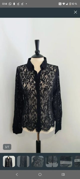 Camisa Zara encaje negra Talla M