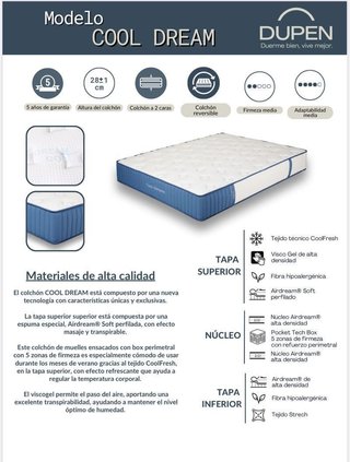 Colchón Cool-Dream a estrenar última unidad