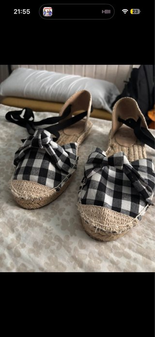 Alpargatas Espadrilles Cuadros Negro Blanco