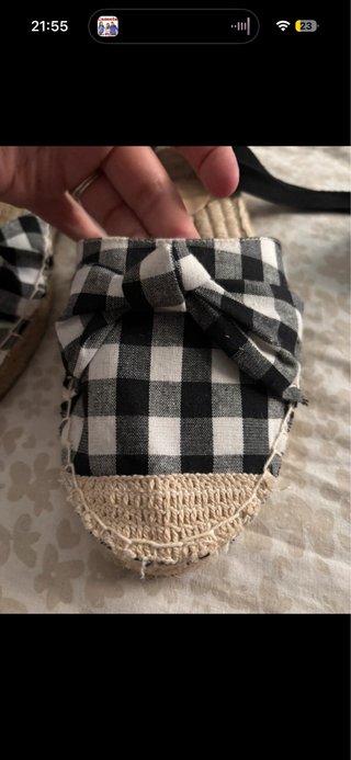 Alpargatas Espadrilles Cuadros Negro Blanco