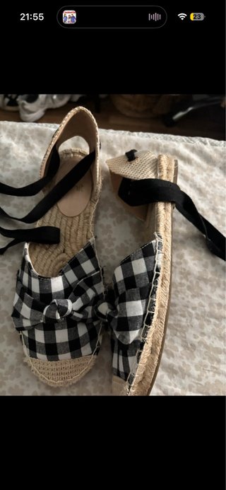 Alpargatas Espadrilles Cuadros Negro Blanco