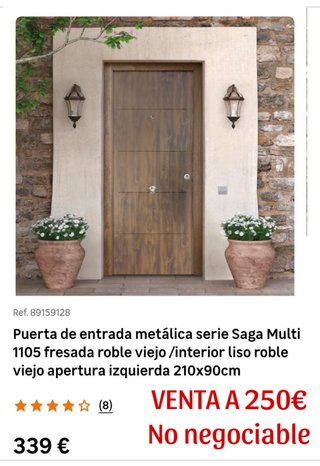 Puerta metálica imitación roble