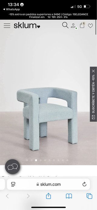 Set di 2 sedie imbottite grigio azzurro chiaro
