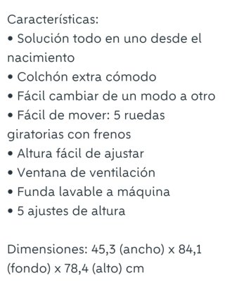Cuna Maxi-Cosi, tiene 3; posiciónes,
