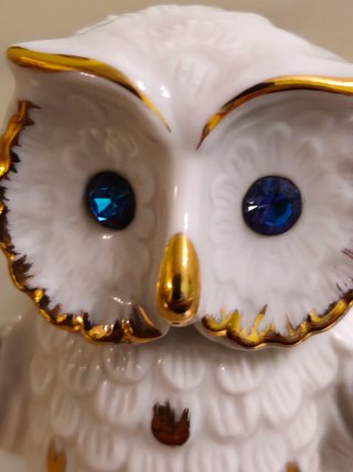 Búho Porcelana Fina Oro Vintage Limoges 1970