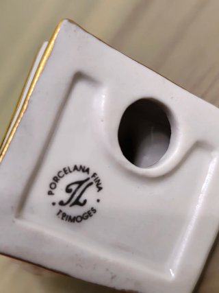 Búho Porcelana Fina Oro Vintage Limoges 1970