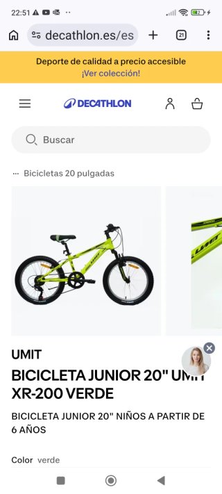 Bicicleta Junior Umit 20 Verde