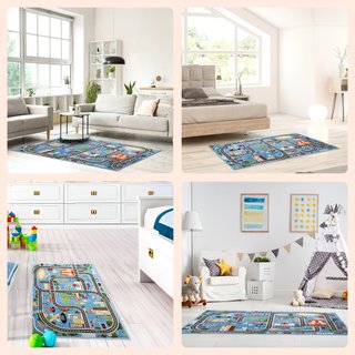 Alfombra de Juegos para Niños + 9 Coches de Tela