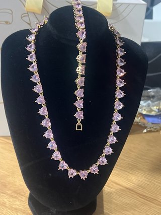 Conjunto XP Corazón Rosa Laminado 14K
