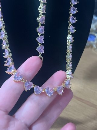 Conjunto XP Corazón Rosa Laminado 14K