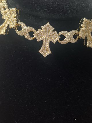 Conjunto Collar y Pulsera Cruz Chapado Oro 14K