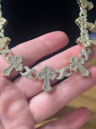 Conjunto Collar y Pulsera Cruz Chapado Oro 14K