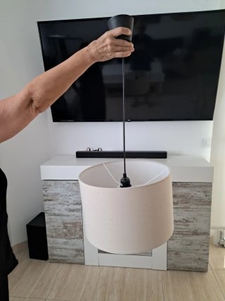 Lámpara de techo beige tela