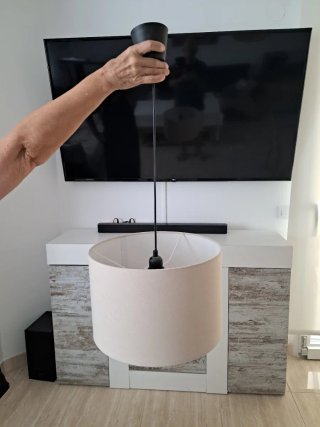 Lámpara de techo beige tela