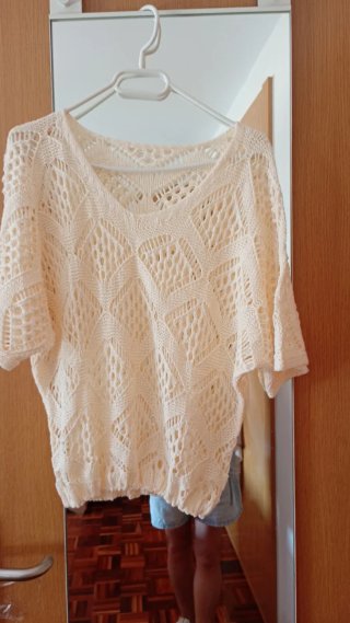 Jersey beige tejido calado talla única