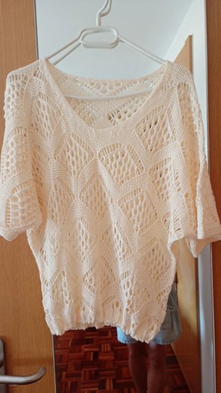 Jersey beige tejido calado talla única