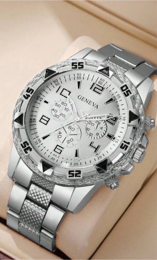 Reloj Geneva Plateado y Blanco