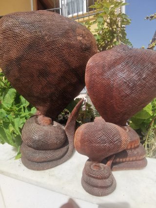 Esculturas de cobras de madera, set étnico